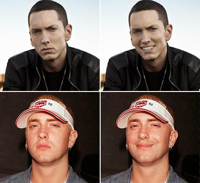 Mike Brown photoshopea las fotos de Eminem para que parezca que sonríe