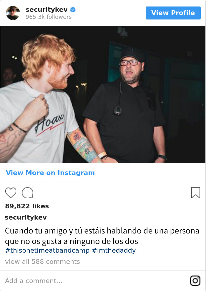 El guardaespaldas de Ed Sheeran tiene Instagram con 965.000 seguidores, y es mejor que el de su jefe