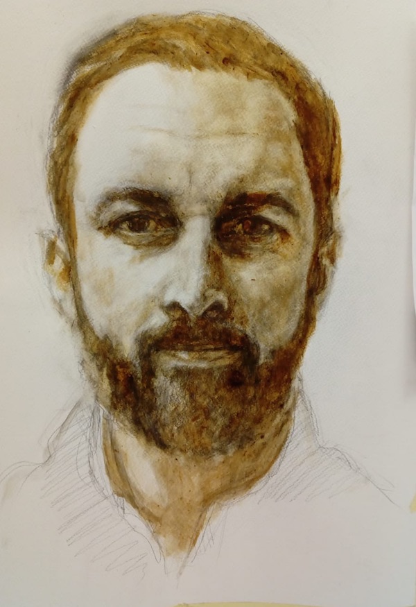 Un artista pinta un retrato de Santiago Abascal con su propia mierda (la del artista)