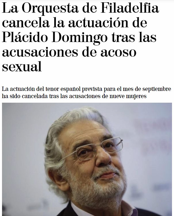 Plácido Domingo: otro culpable hasta que se demuestre lo contrario