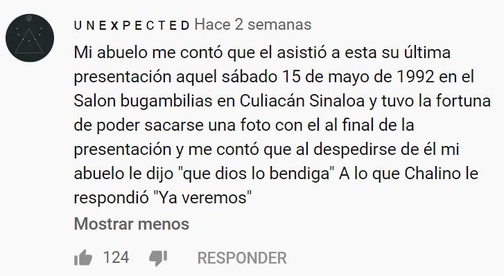 Momento exacto en el que el cantante mexicano Chalino Sánchez recibía una carta amenazándole de muerte y pidiéndole que dejase de cantar