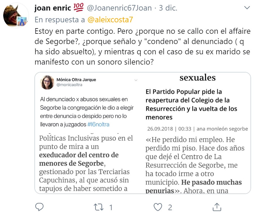 Acusan a La Generalitat Valenciana de inacción en un caso de abuso de menores en el que el condenado es el ex-marido de Mónica Oltra