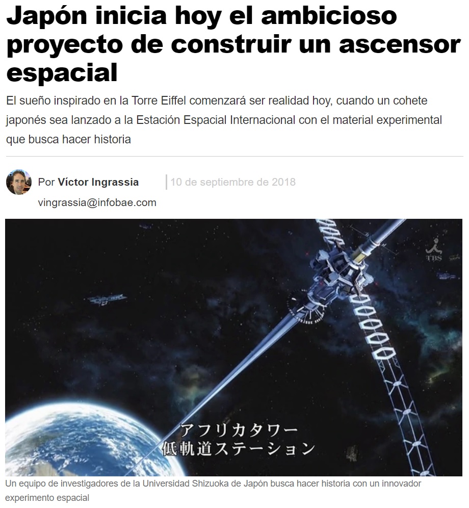 Japón quiere crear un ascensor para subir al espacio