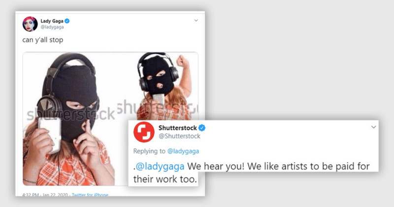 Lady Gaga critica a los que piratean música con fotos pirateadas. Shutterstock responde