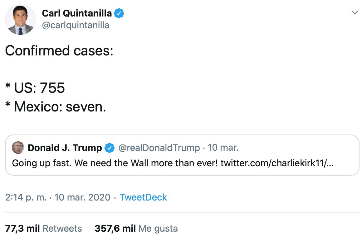 Donald Trump muestra preocupación por los mejicanos y afirma que el muro es más necesario que nunca para protegerse del coronavirus