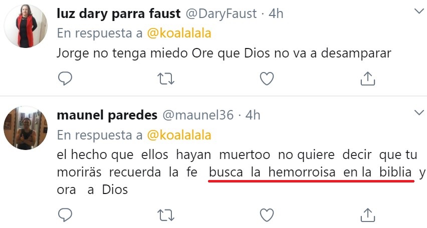 Por alguna razón el pobre Jorge Díaz (Bilbao), cuya familia está siendo muy afectada por el coronavirus, está sufriendo un "ataque panchito de condolensias religiosas" en Twitter