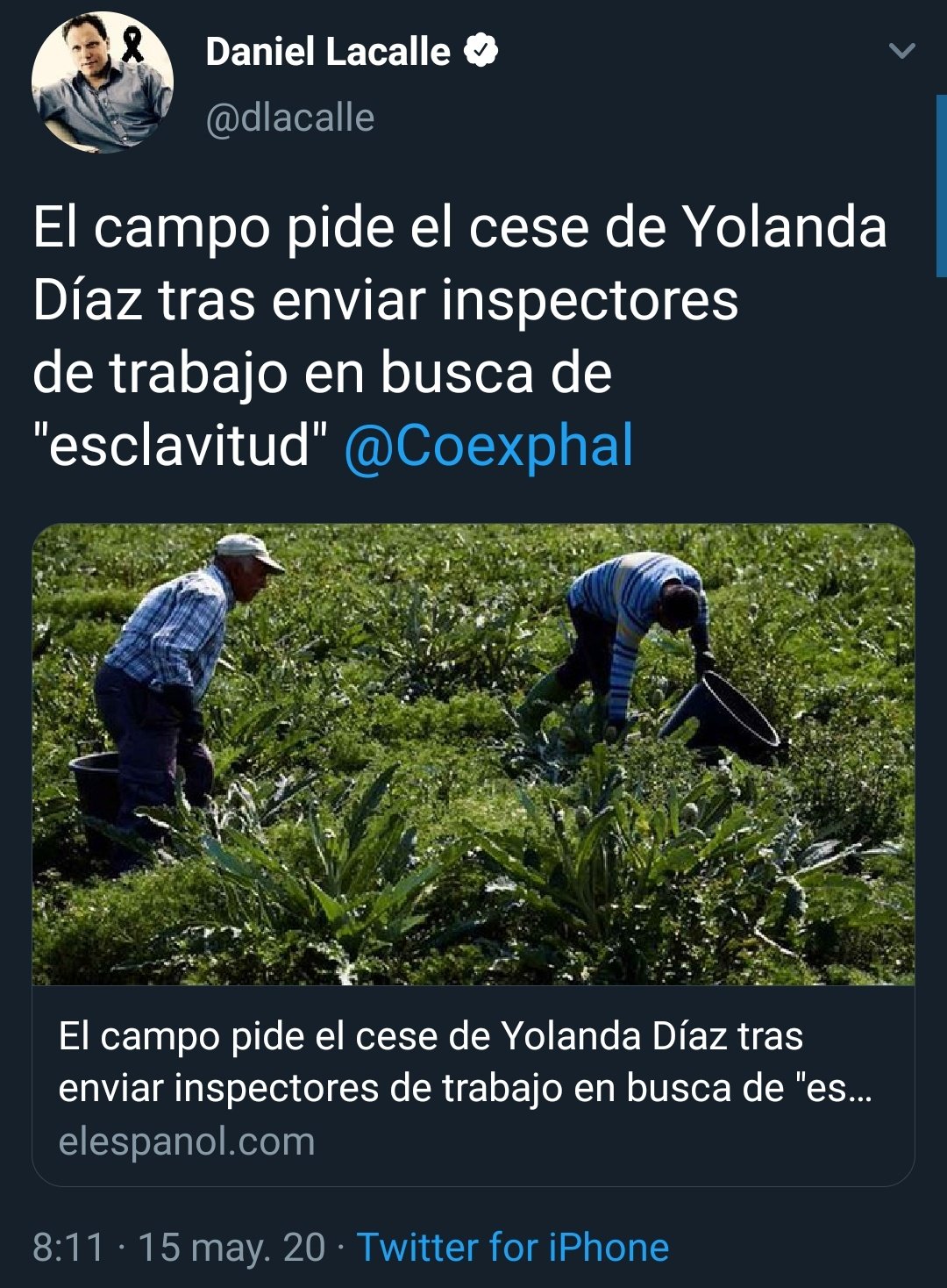 Dos noticias se leen mejor juntas: "El campo pide el cese de Yolanda Díaz tras enviar inspectores de trabajo en busca de esclavitud"