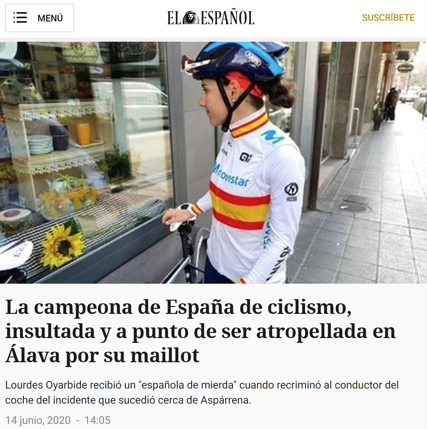 Llama "española de mierda" a la campeona española de ciclismo por llevar un maillot con la bandera