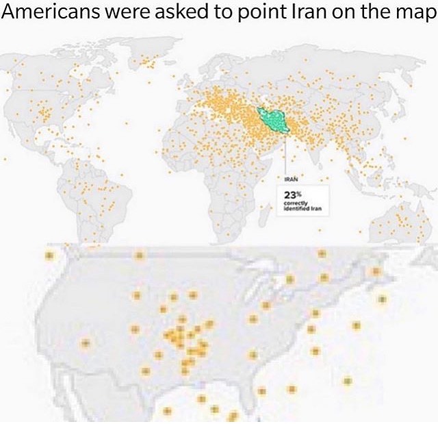 Pidieron a los Americanos que indicasen dónde creían que estaba Irán