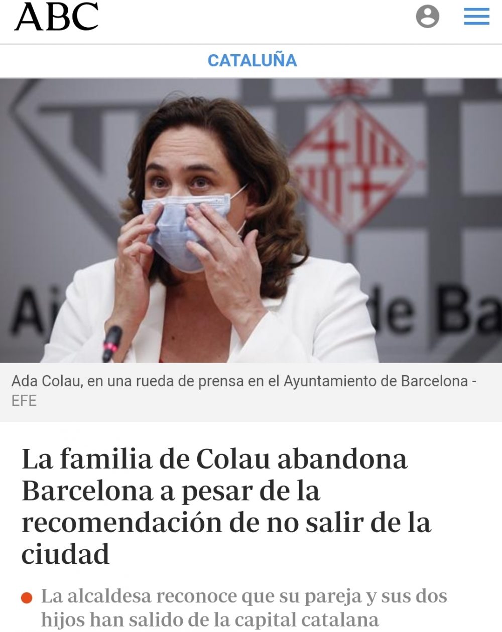 El Govern recomienda no salir de casa en Barcelona, y la familia de la alcaldesa... dando ejemplo