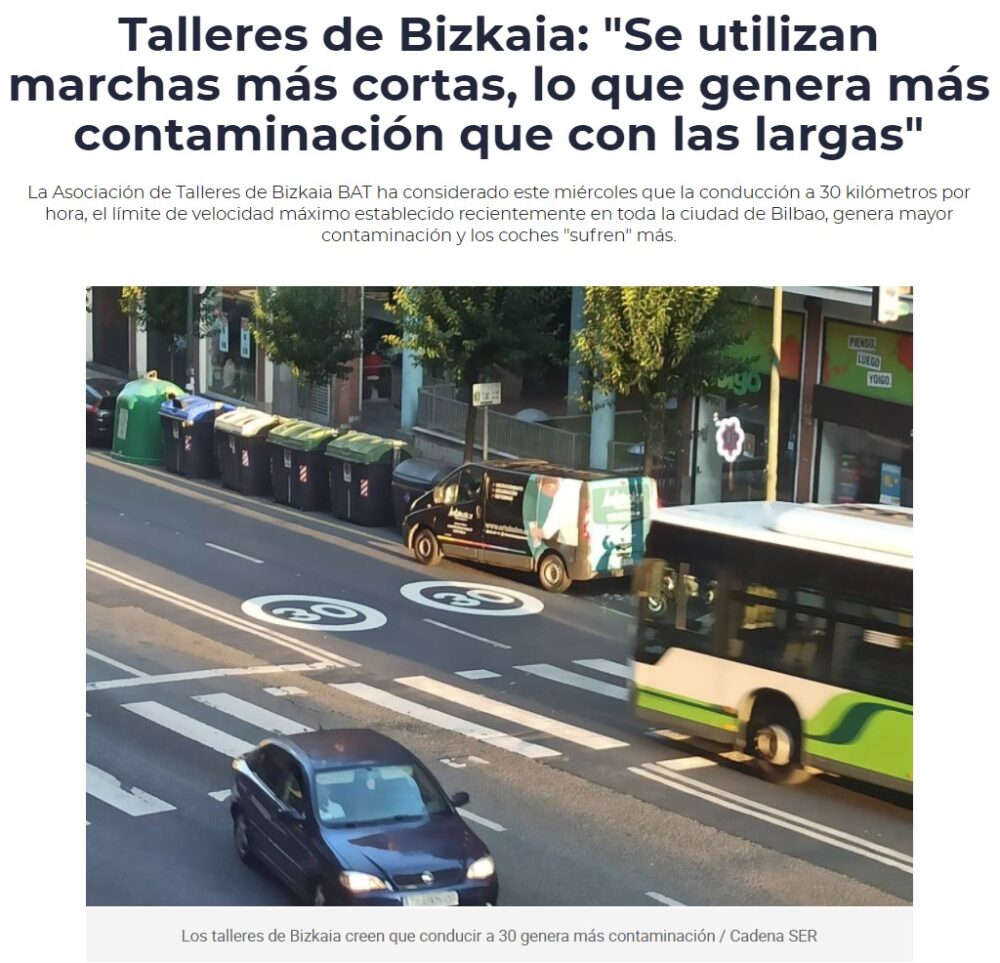 Bilbao: "Circular a 30Km/h incrementa la contaminación y hace sufrir a los motores"