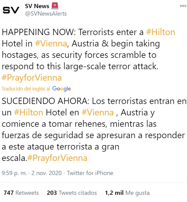 Terroristas entran en un hotel Hilton en Viena y toman rehenes