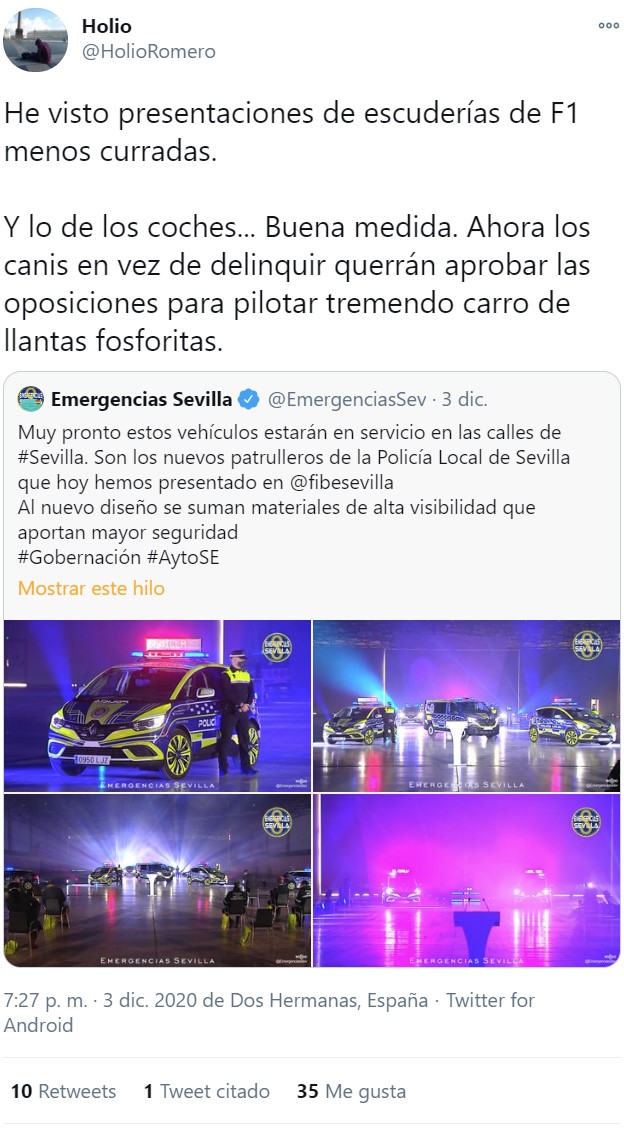 Está to flaman el nuevo vehículo oficial de la Policía Local de Sevilla.