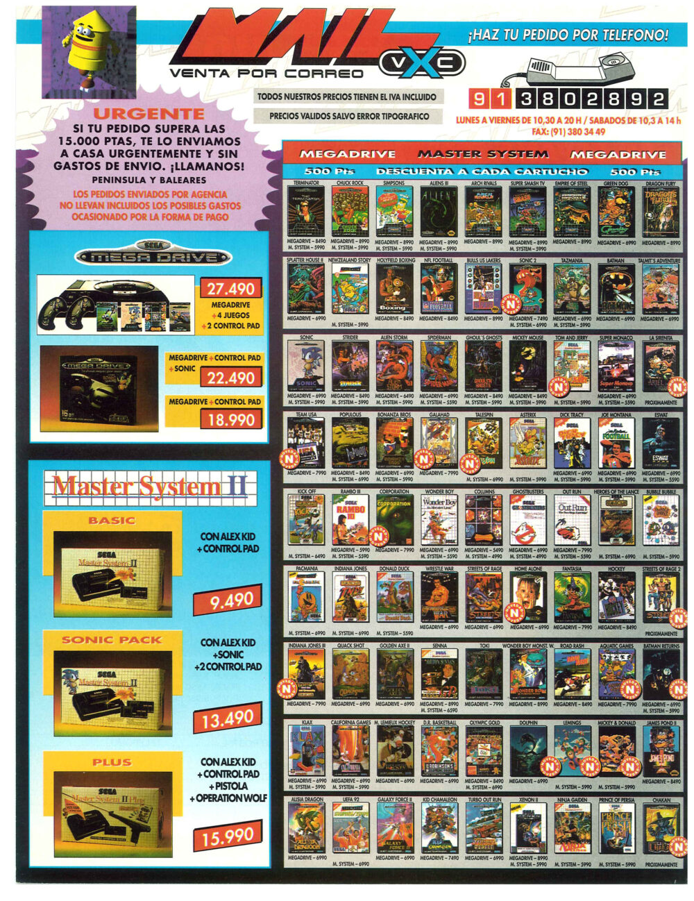 Catálogo de "Game" (antigua Centro Mail) en 1992