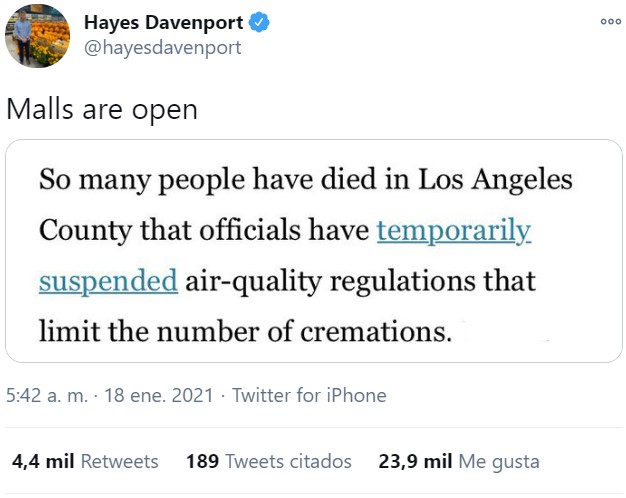 En Los Ángeles está palmando tanta gente que han puesto en pause los límites de calidad aérea que limitan la cantidad de cremaciones