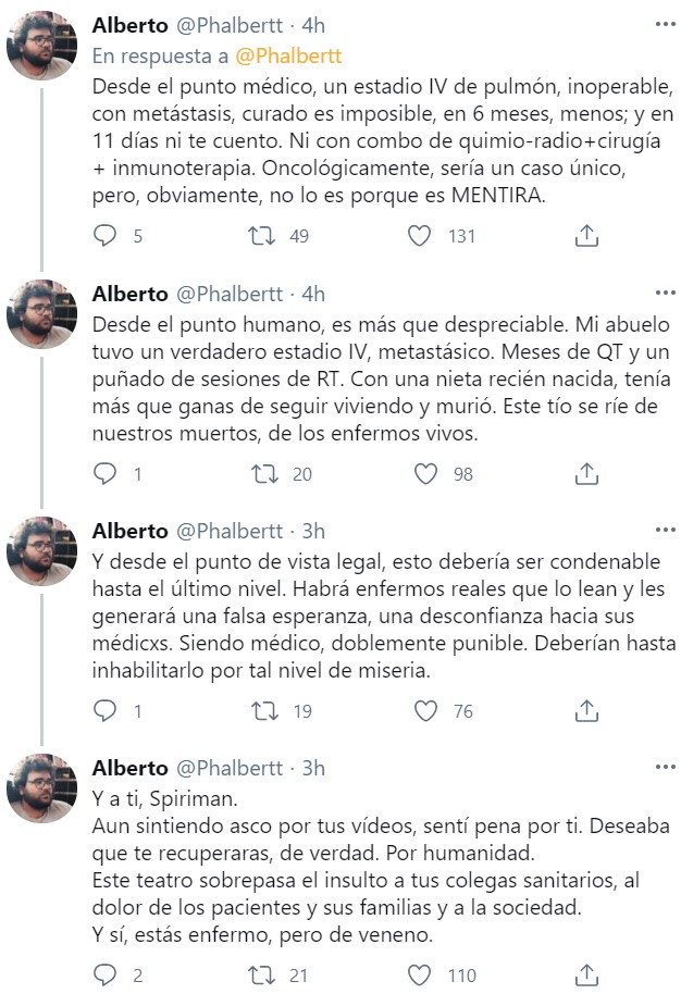 Spiriman ha superado milagrosamente su cáncer terminal fase 4 inoperable