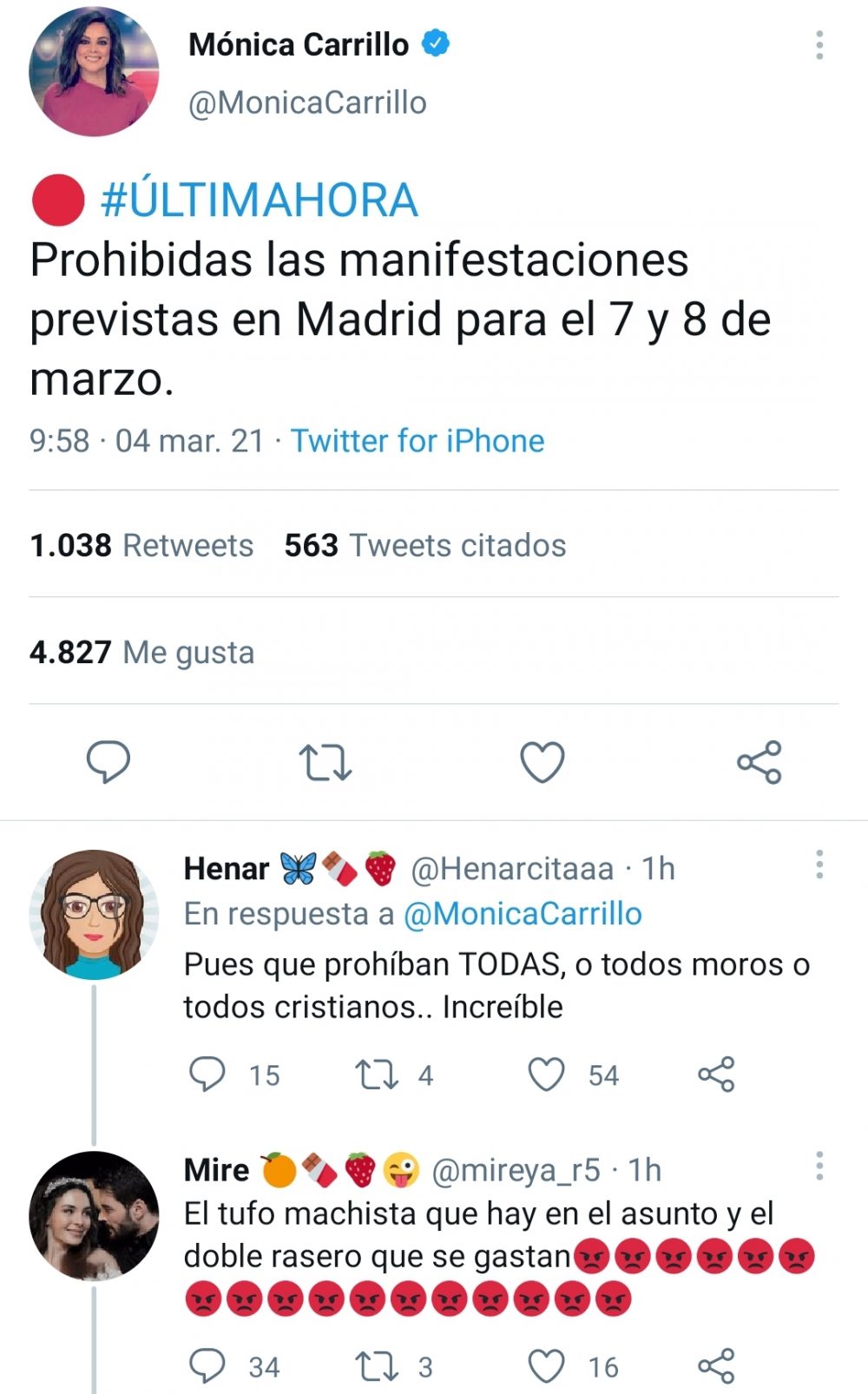 Se suspenden las manifestaciones por el 8m en Madrid.
