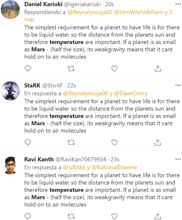 Buscad "Mars temperature" en Twitter, dale a "Más recientes" y...