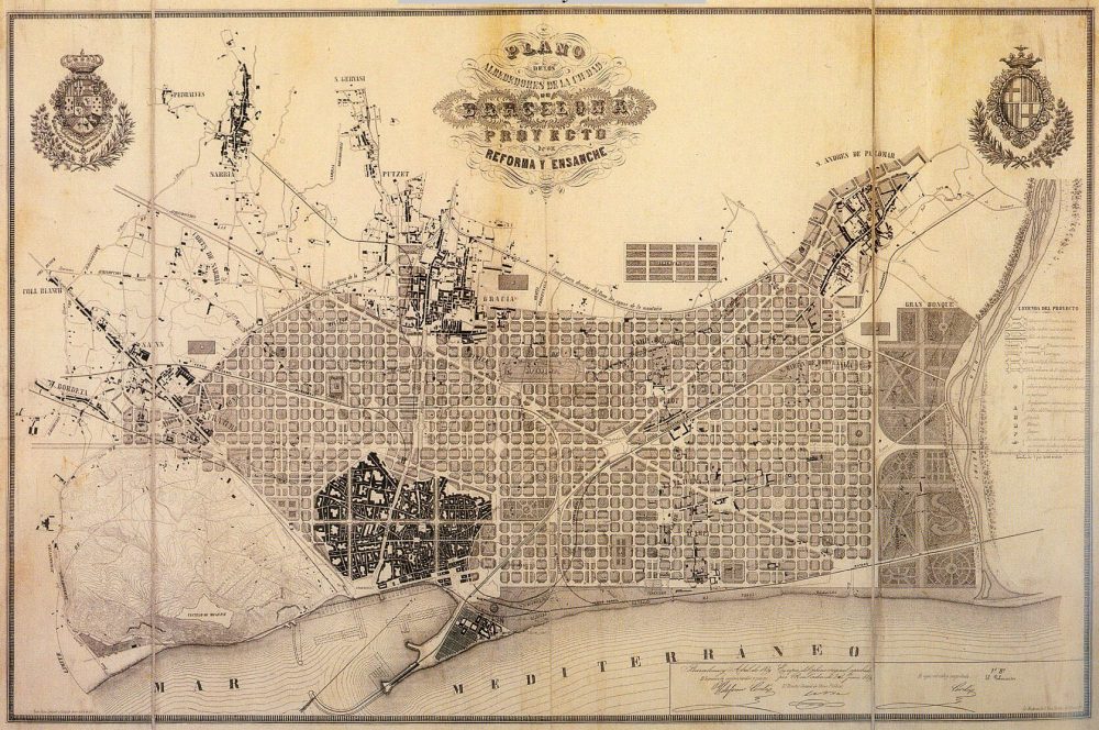 El Plan de Ensanche de Barcelona de Ildefonso Cerdá es de 1859. Faltaban 25 años para que el mundo viera un coche.