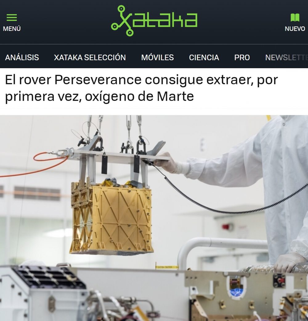 Perseverance ha logrado destilar oxígeno en Marte