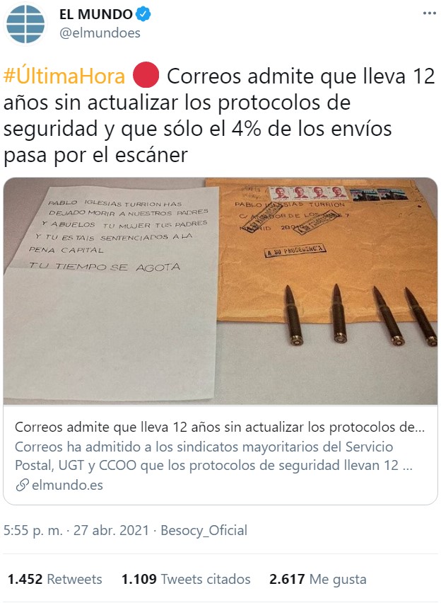 Correos no gana para disgustos: gente de Madrid que está haciendo envíos por Correos, está recibiendo tickets con referencias de votos emitidos