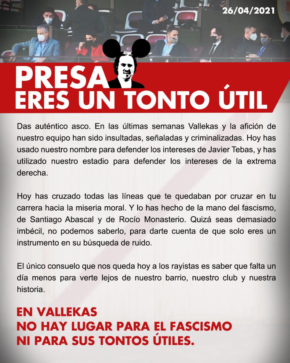 Y los de Bukaneros viéndolo desde casa...