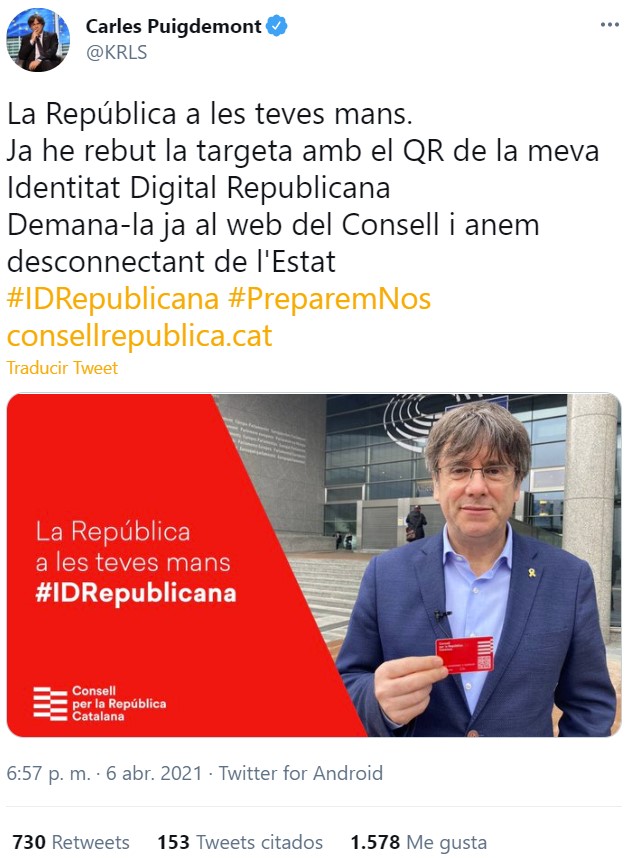 "Identidad Digital Catalana": Puigdemont lanza su propio "carnet del Club Megatrix"