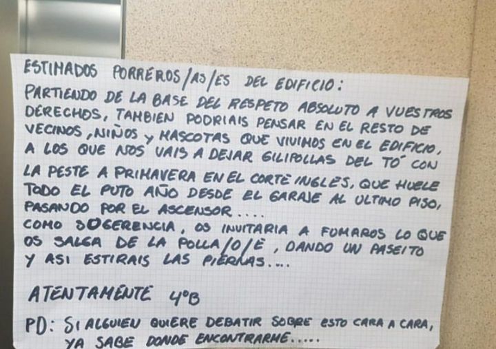 Vecinos colegas cuando se hartan de que todo el bloque huela a matuja