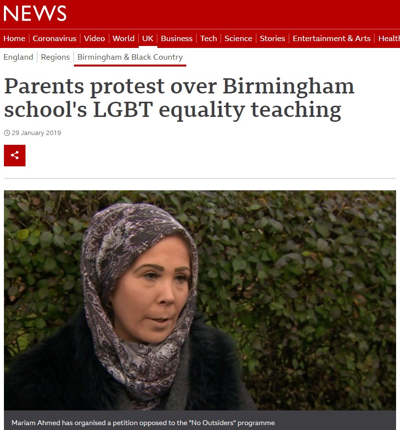Reino Unido: cinco escuelas de Birmingham suspenden clases con contenidos ‘LGTB’, por las quejas de sus padres musulmanes. "Contradice el Islam".