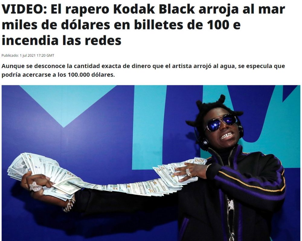 El rapero "Kodak Black" tira 100.000 dólares al océano because yes