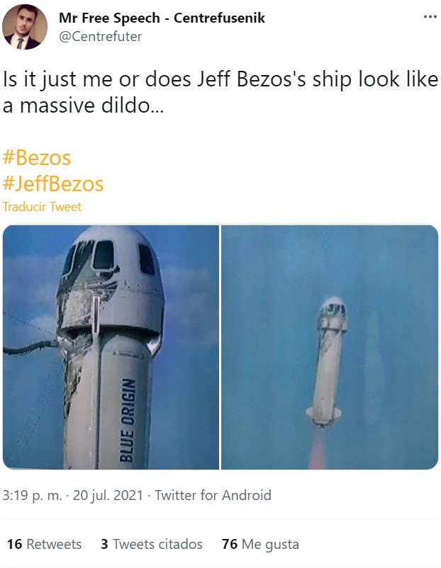 Jeff Bezos viaja al espacio en una nave con forma de poIIa
