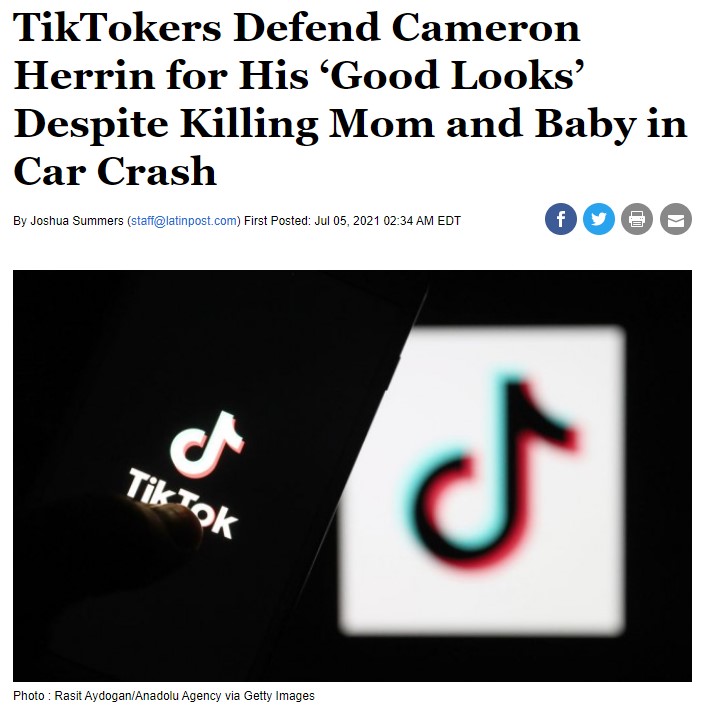 El TikToker Cameron Herrin sentenciado a 24 años de cárcel por hacer una carrera de coches y acabar con la vida de una chica de 24 años, y su bebé de 21 meses