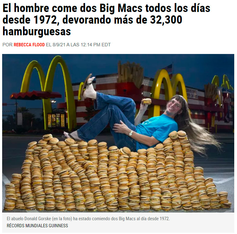 2 Big Macs al día durante 49 años