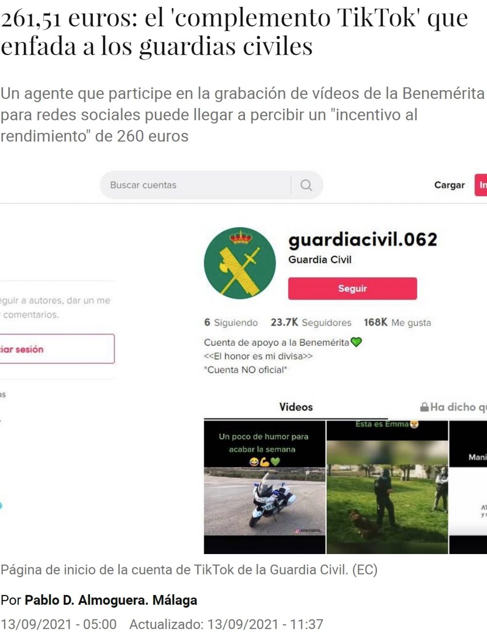 El nuevo "Complemento tiktoker" de la Guardia Civil