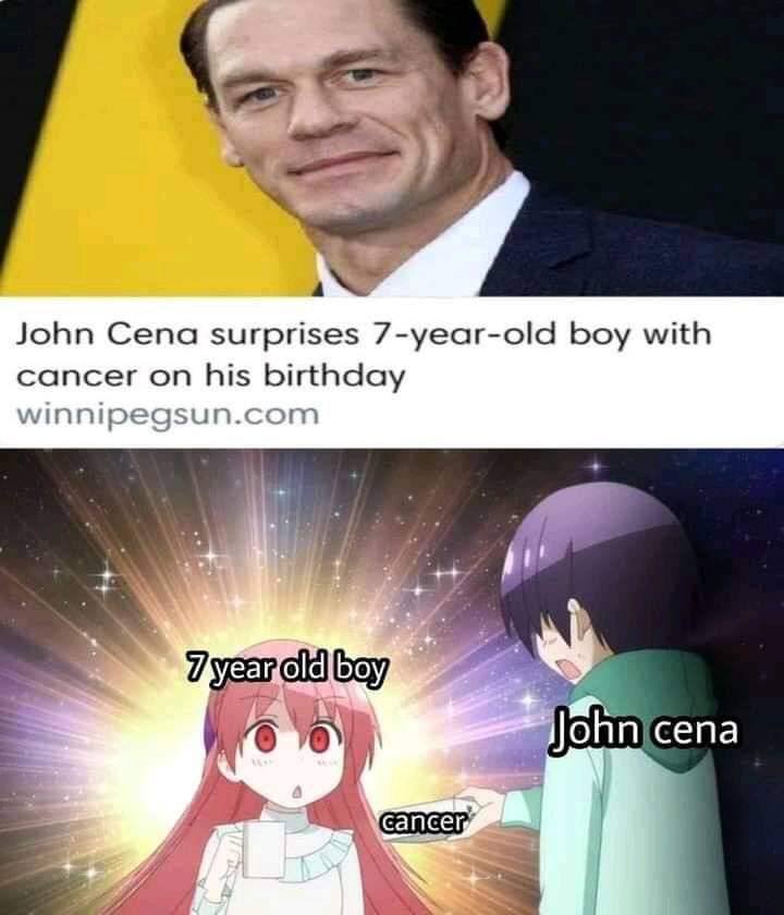 "John Cena sorprende a un niño de 7 años con cáncer por su cumpleaños"