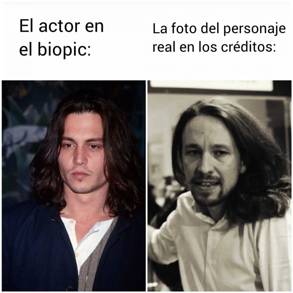 El actor en el biopic vs la foto del personaje real en los créditos
