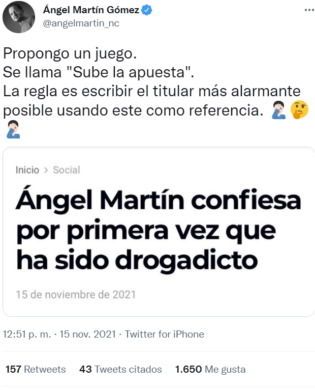 Ángel Martín sufrió un brote psicótico en 2017