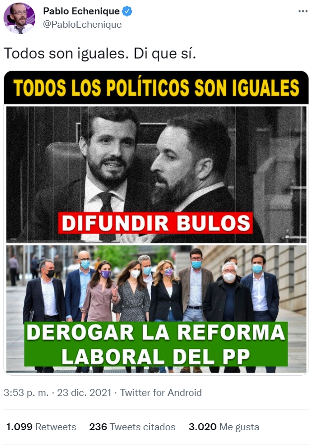 Es grachiocho porque el PSOE no ha derogado la reforma laboral del PP...