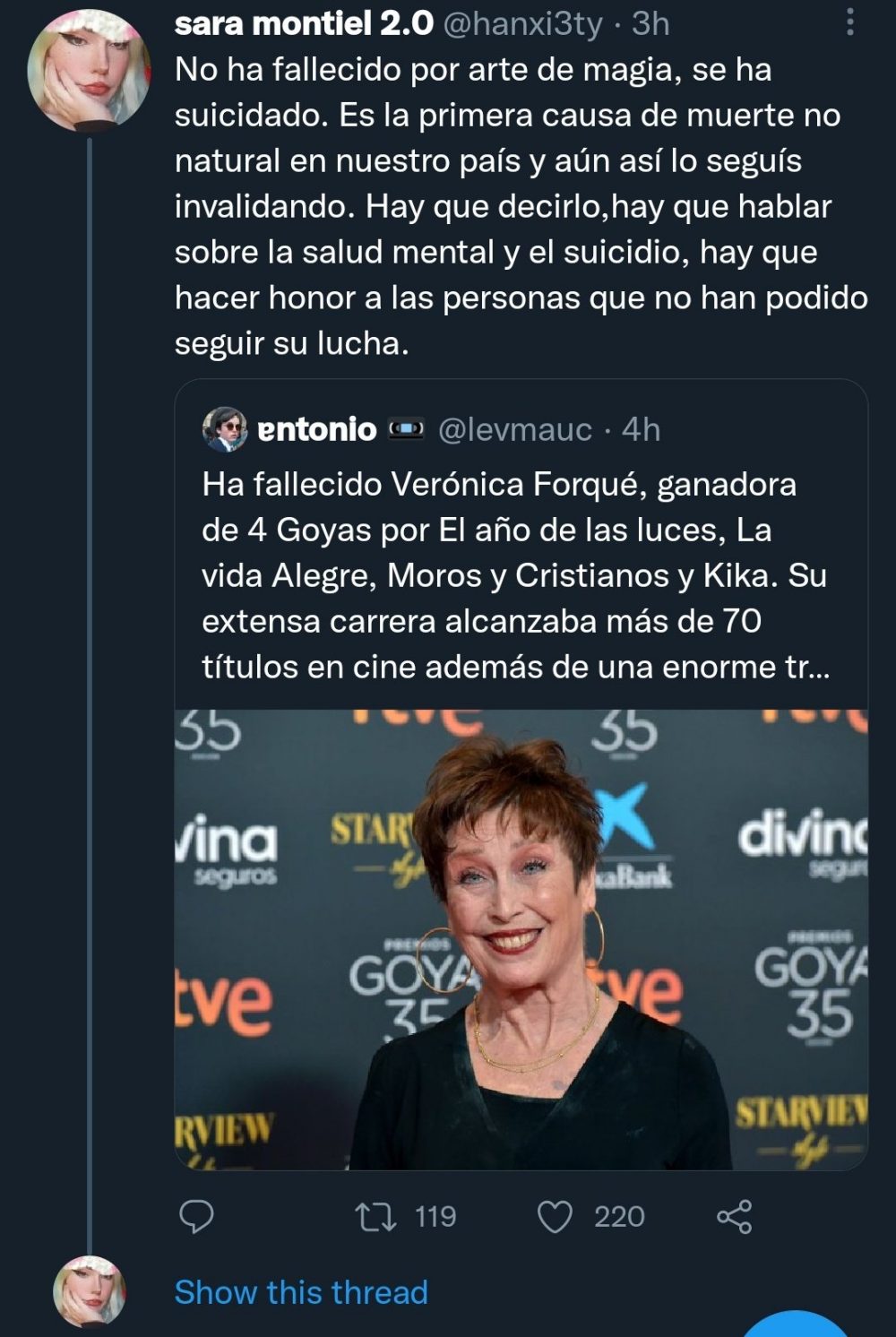 Comprometida con el suisidio, y... con su ego