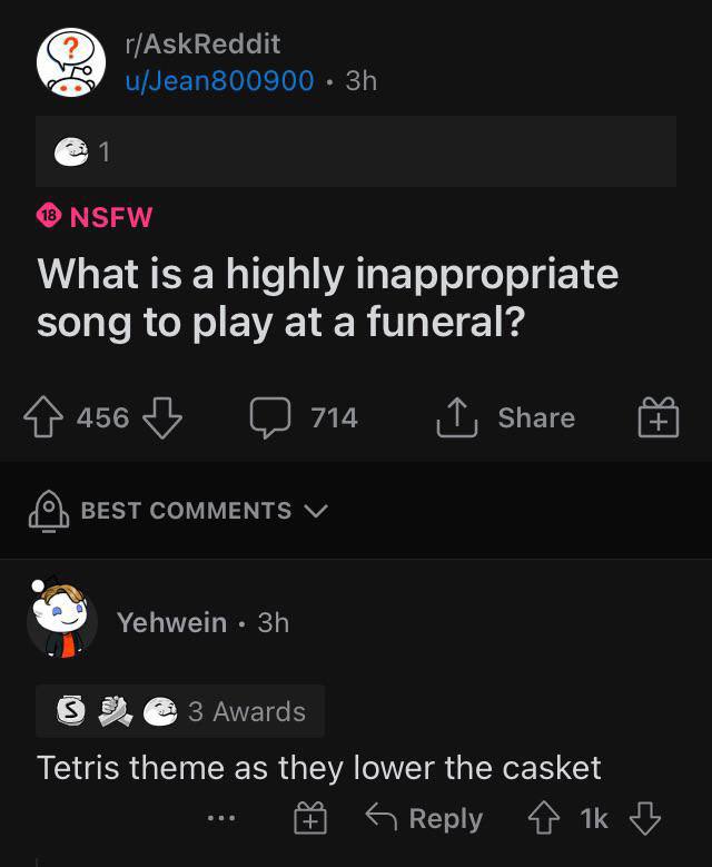 "¿Cuál es la canción más inapropiada que puede sonar en un funeral?"