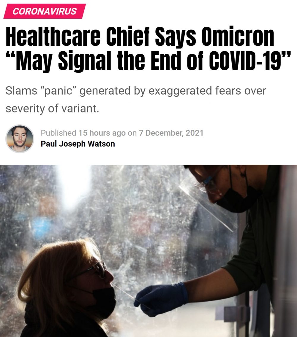 Omicron "Puede ser una señal del final de la pandemia"
