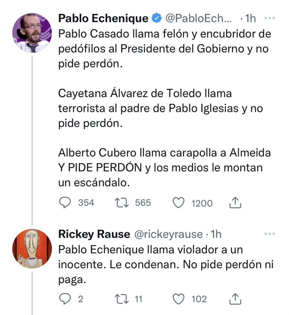 "Echenique argumentando como un niño de 2 años", da igual cuándo leas esto.