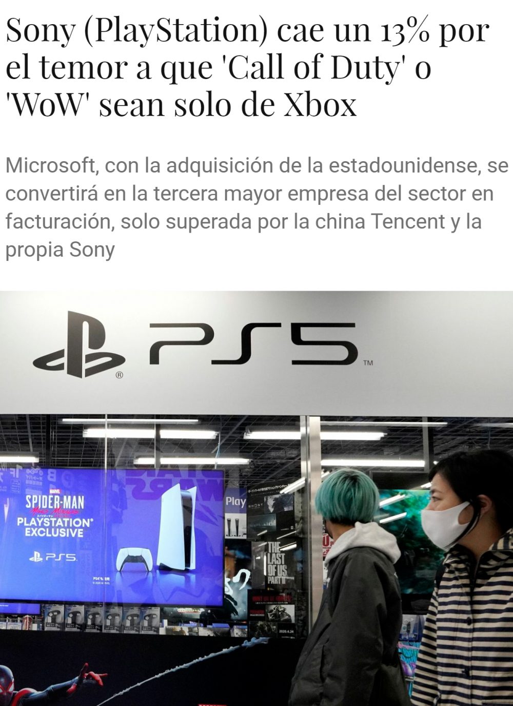 Malas noticias para Sony
