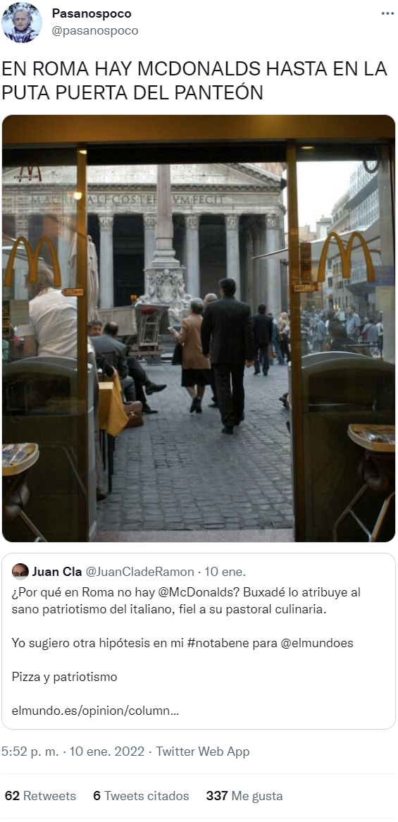 "¿Por qué en Roma no hay McDonalds?"