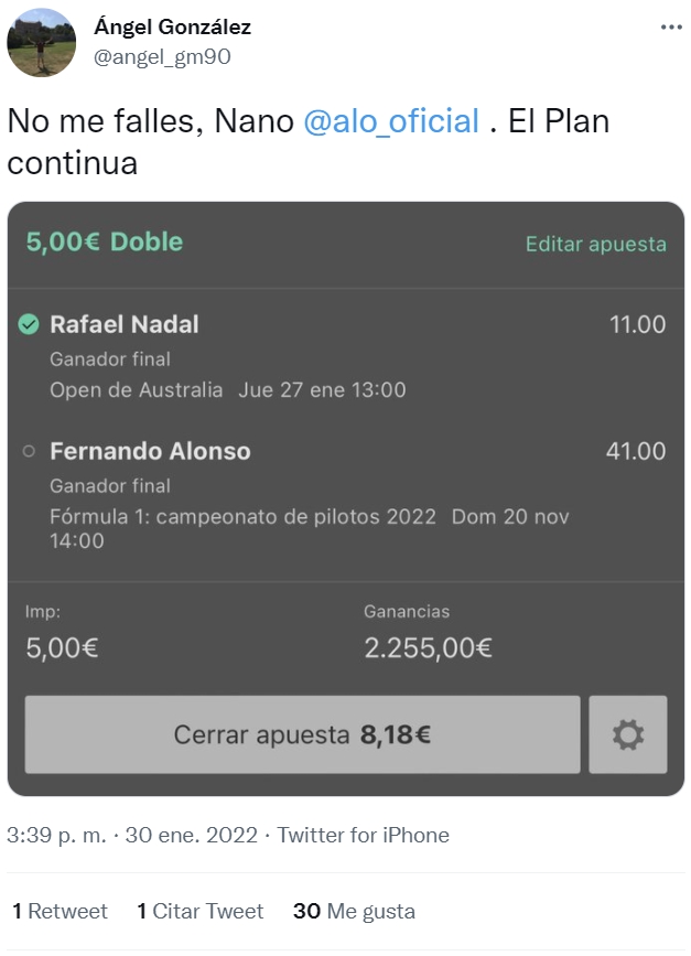 Rafa Nadal es solo la excusa para otro Fernando Alonso appreciation post