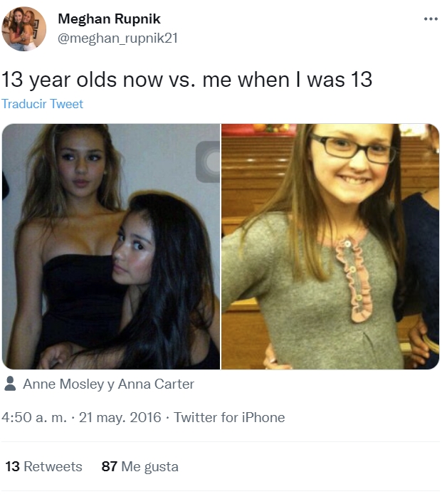 "13 años ahora vs yo con 13 años"