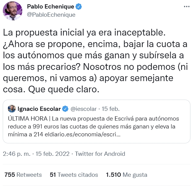 No se podía saber: el PSOE corrige la propuesta inicial sobre la cuota de autónomos.