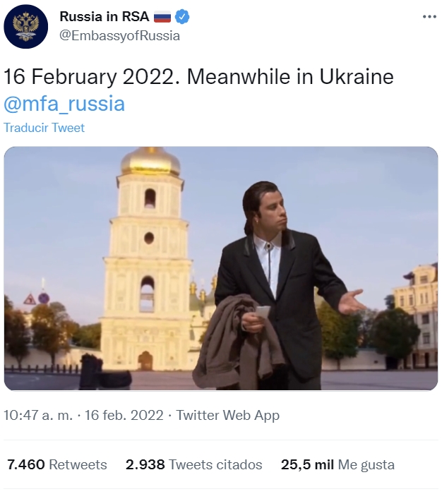 Cuenta oficial de Twitter de la Embajada de Rusia en Sudáfrica