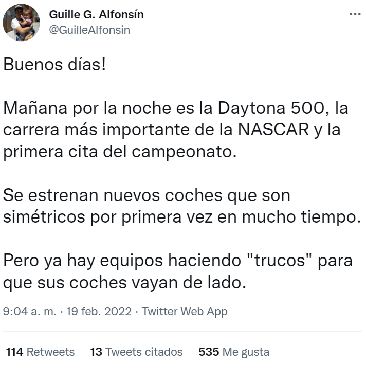 Este año los coches de la NASCAR deben ser simétricos, y algún equipo ha encontrado un vacío legal para seguir facilitando la entrada a curva de izquierdas