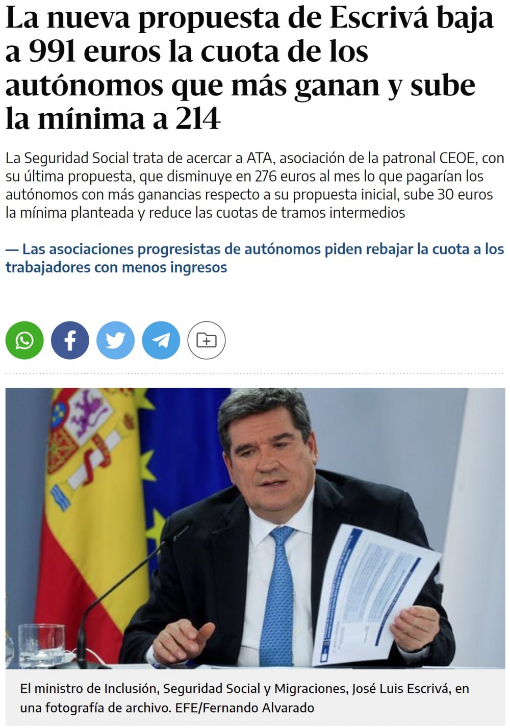 No se podía saber: el PSOE corrige la propuesta inicial sobre la cuota de autónomos.